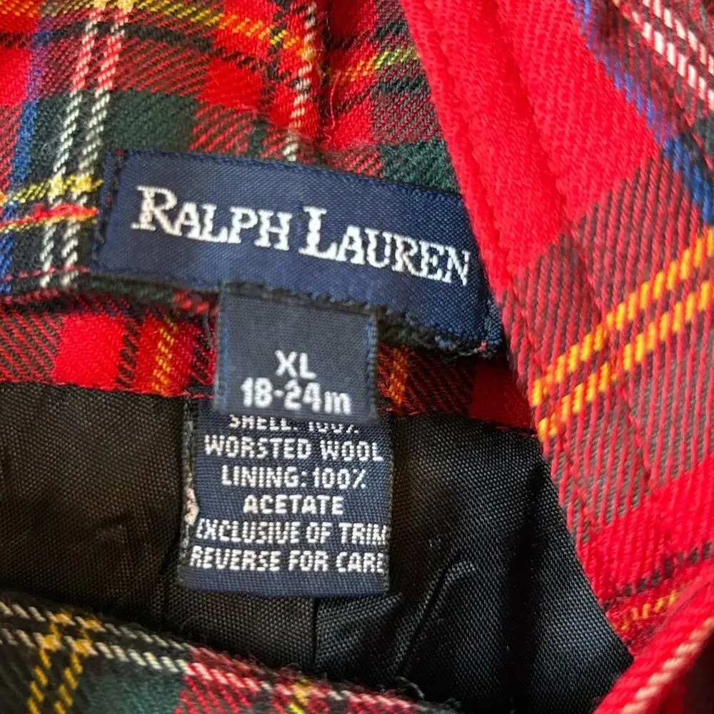 Ralph Lauren Plaid Suspender Bib Front Shorts Toddler Boy's Size 18-24 months